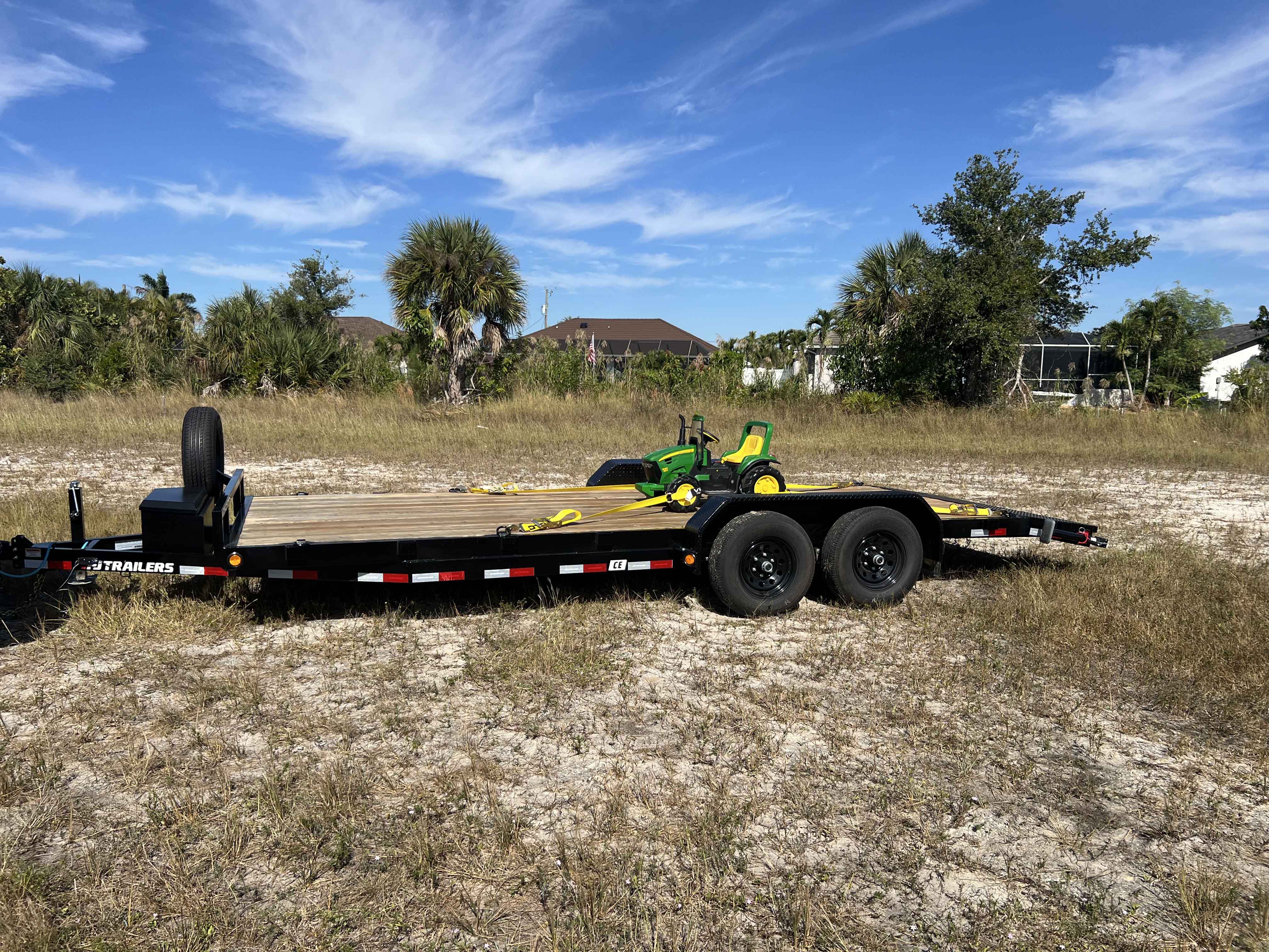 PJ 20 foot car hauler trailer for rent - 7,300 lbs capacity vehicle transport trailer in Ft Myers and Cape Coral
